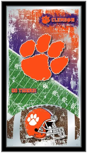 Clemson Tigers HBS Orange Football Framed Hanging Glass Wall Mirror (26"x15")