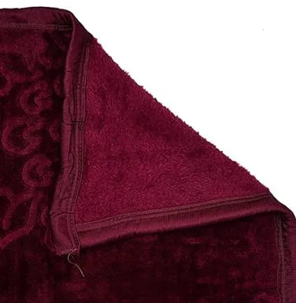 CLICK TICK Mink Floral Embossed Super Soft Heavy Bed Velvet for Winter Blanket Quilt (Wine, Double Bed)