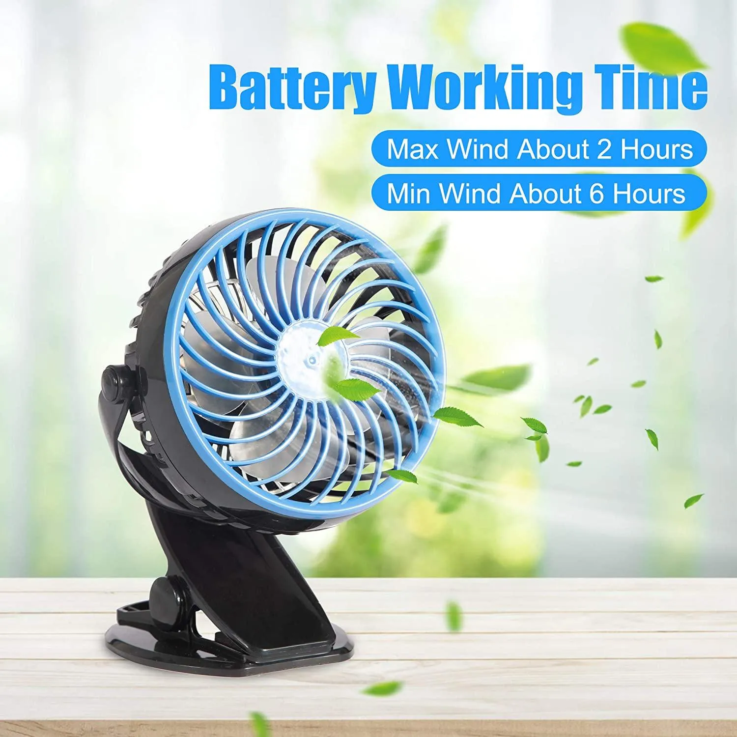 Clip on Desk Portable Fan for Stroller Battery Operated Small Personal Fan for Treadmill Bed Grow Tent Rechargeable,USB Powered Lithium Ion Fan