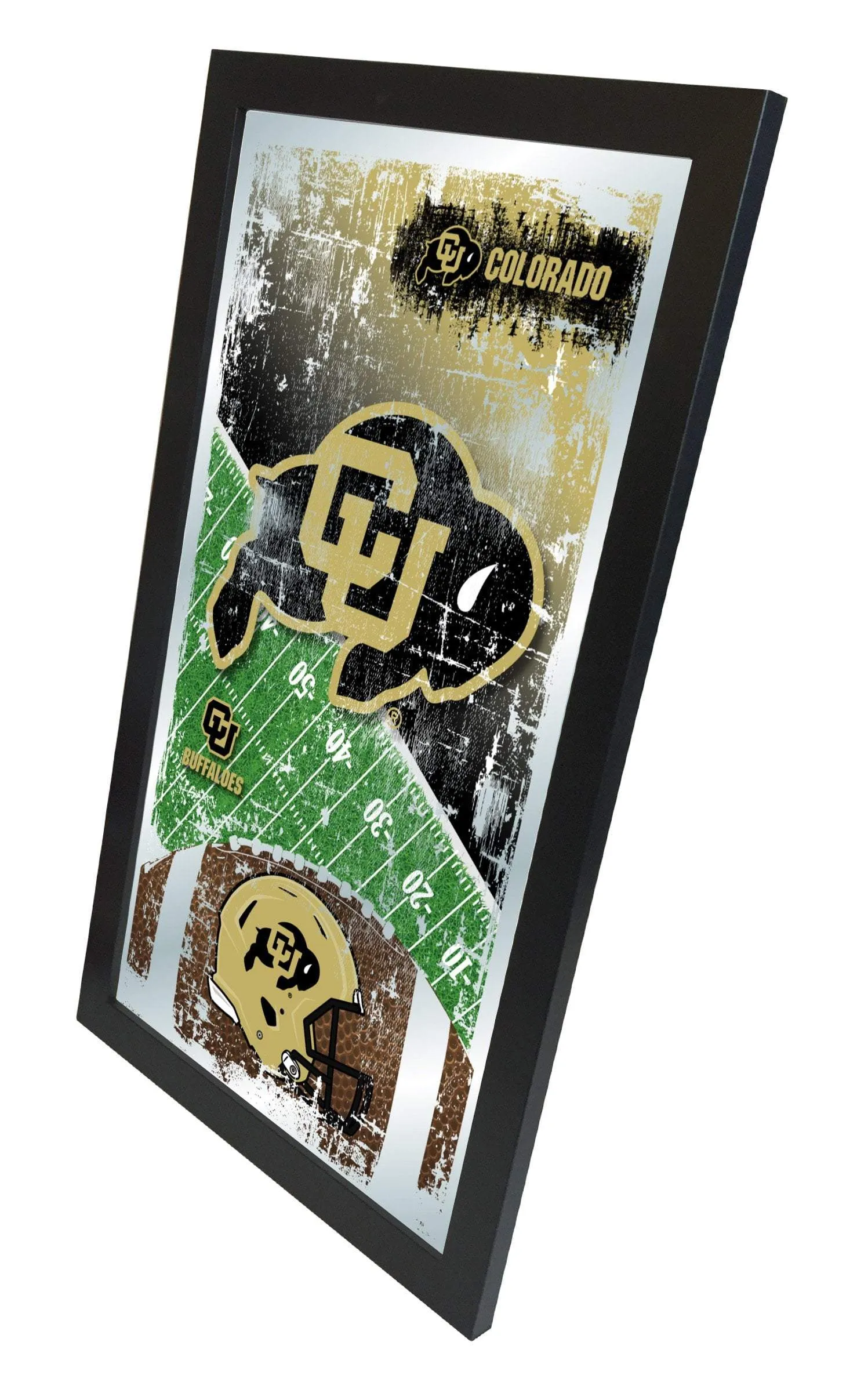 Colorado Buffaloes HBS Football Framed Hanging Glass Wall Mirror (26"x15")