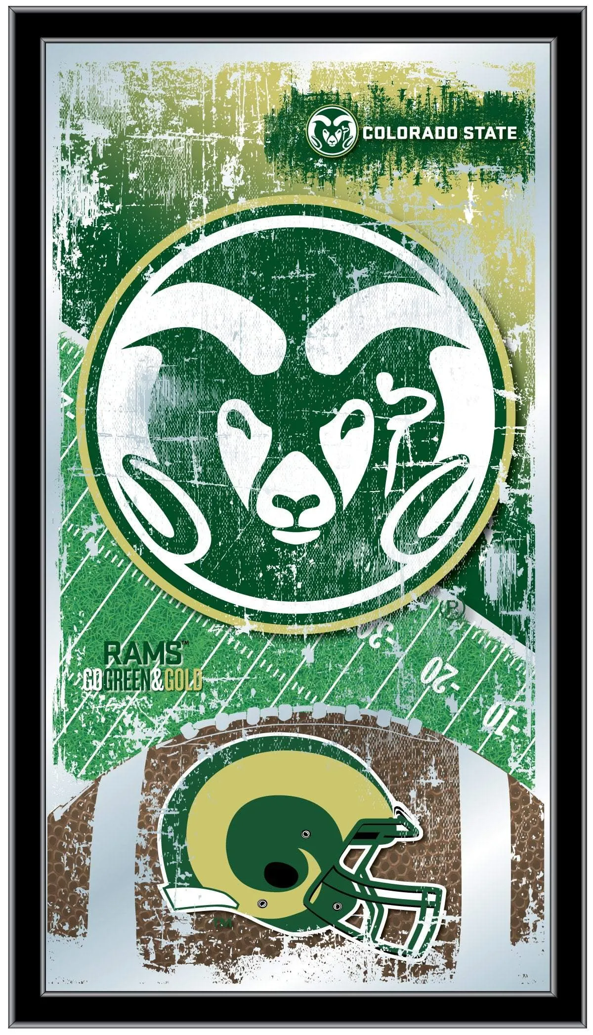 Colorado State Rams HBS Football Framed Hanging Glass Wall Mirror (26"x15")