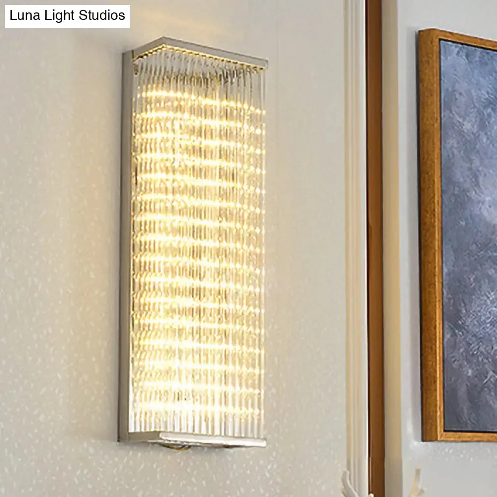 Contemporary Chrome LED Wall Sconce: Clear Glass Bar Mount Light