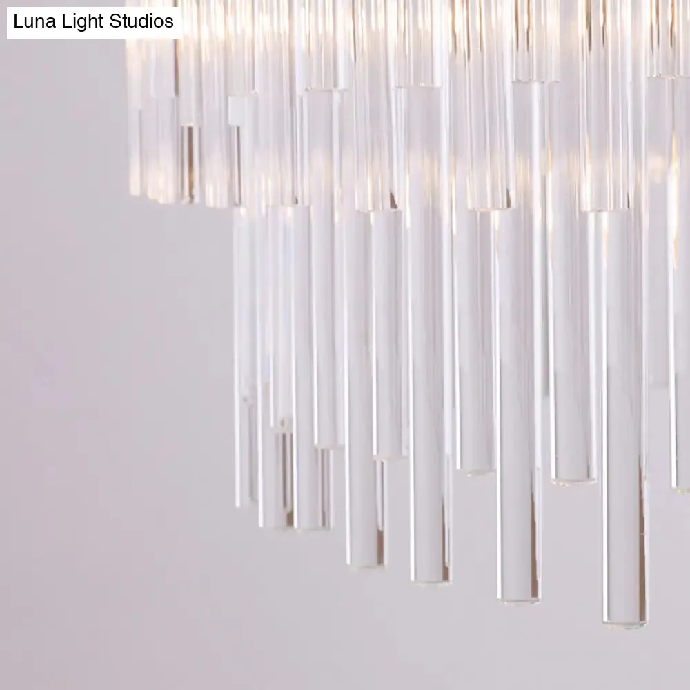 Contemporary Clear Crystal Chandelier: 6-Light Brass Pendant for Living Room