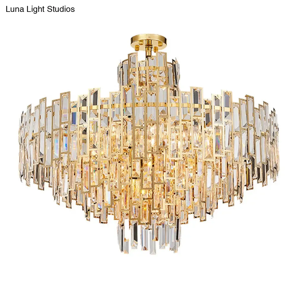 Contemporary Crystal Tiered Hanging Chandelier - 8/13 Heads - 23.5"/31.5" - Gold Hanging Light for Living Room