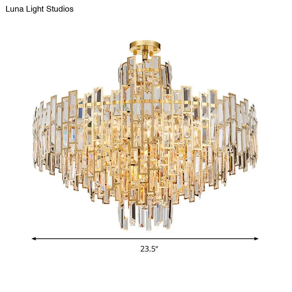 Contemporary Crystal Tiered Hanging Chandelier - 8/13 Heads - 23.5"/31.5" - Gold Hanging Light for Living Room