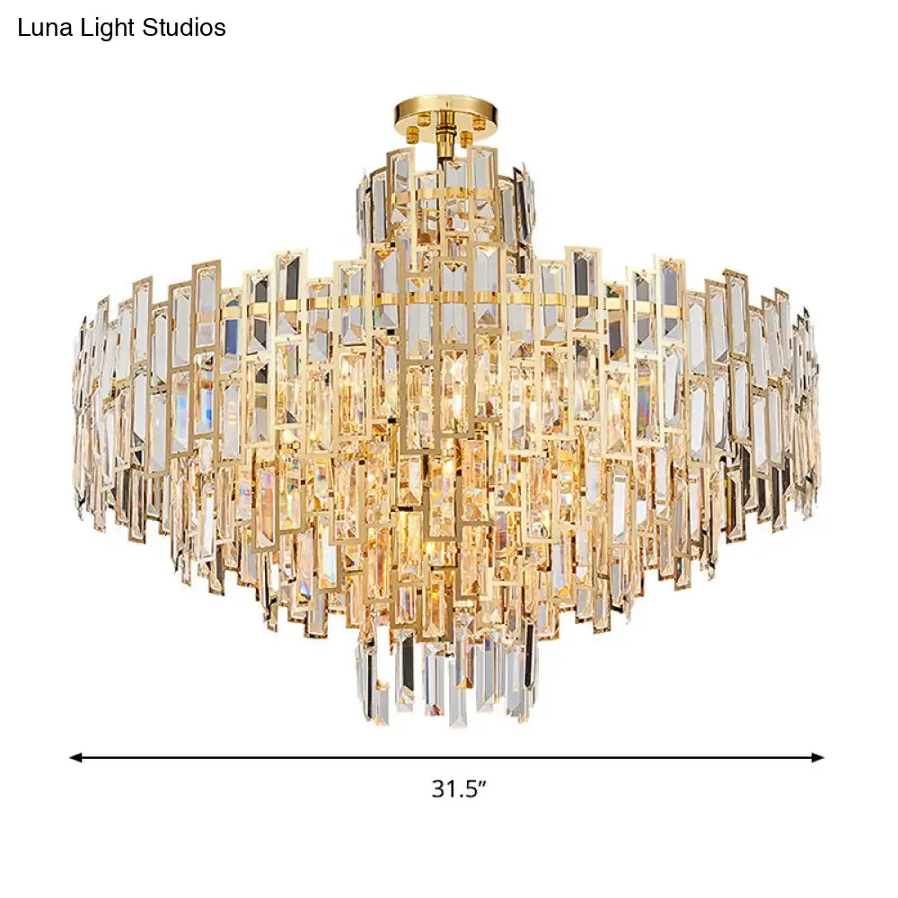 Contemporary Crystal Tiered Hanging Chandelier - 8/13 Heads - 23.5"/31.5" - Gold Hanging Light for Living Room