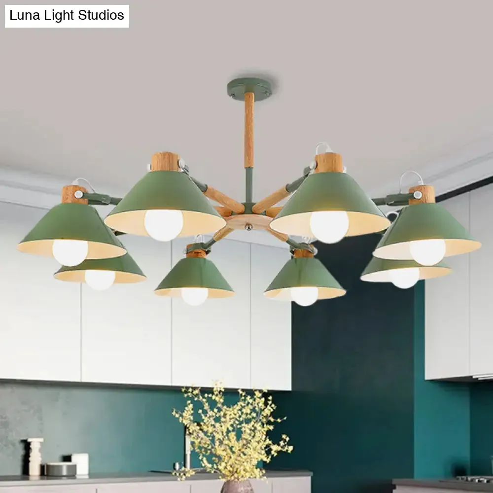 Contemporary Metal Hanging Chandelier with 8 Bulb Modern Coolie Shade - Perfect for Dining Room