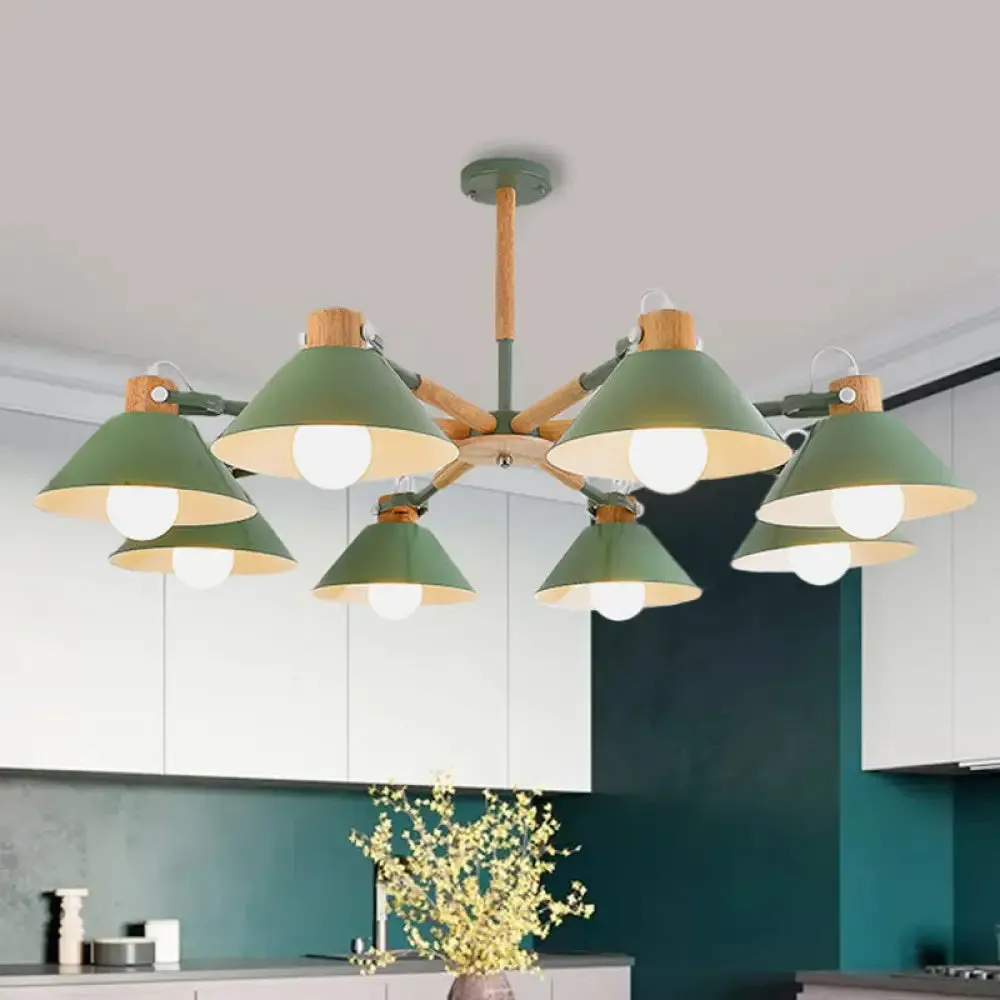 Contemporary Metal Hanging Chandelier with 8 Bulb Modern Coolie Shade - Perfect for Dining Room