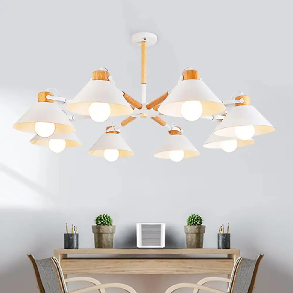 Contemporary Metal Hanging Chandelier with 8 Bulb Modern Coolie Shade - Perfect for Dining Room