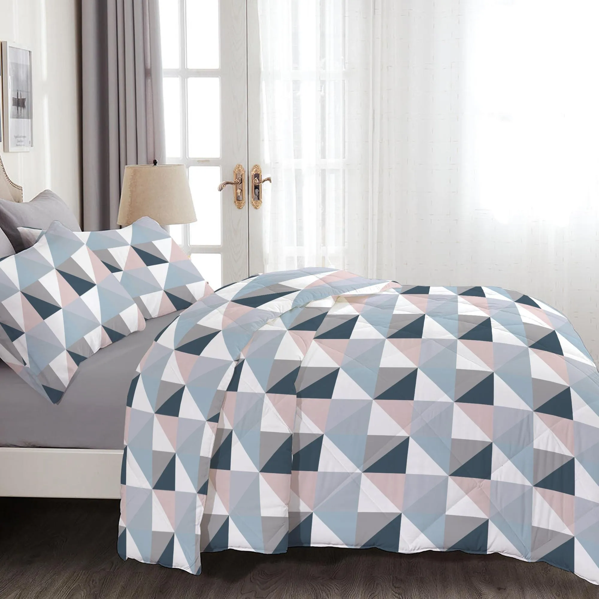 Cotton Home 4-Piece Luxury Cotton Comforter Set Geometric Symmetry