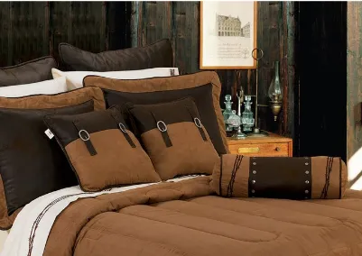 Cowgirl Kim Barbwire Comforter Set~ Tan Faux Suede