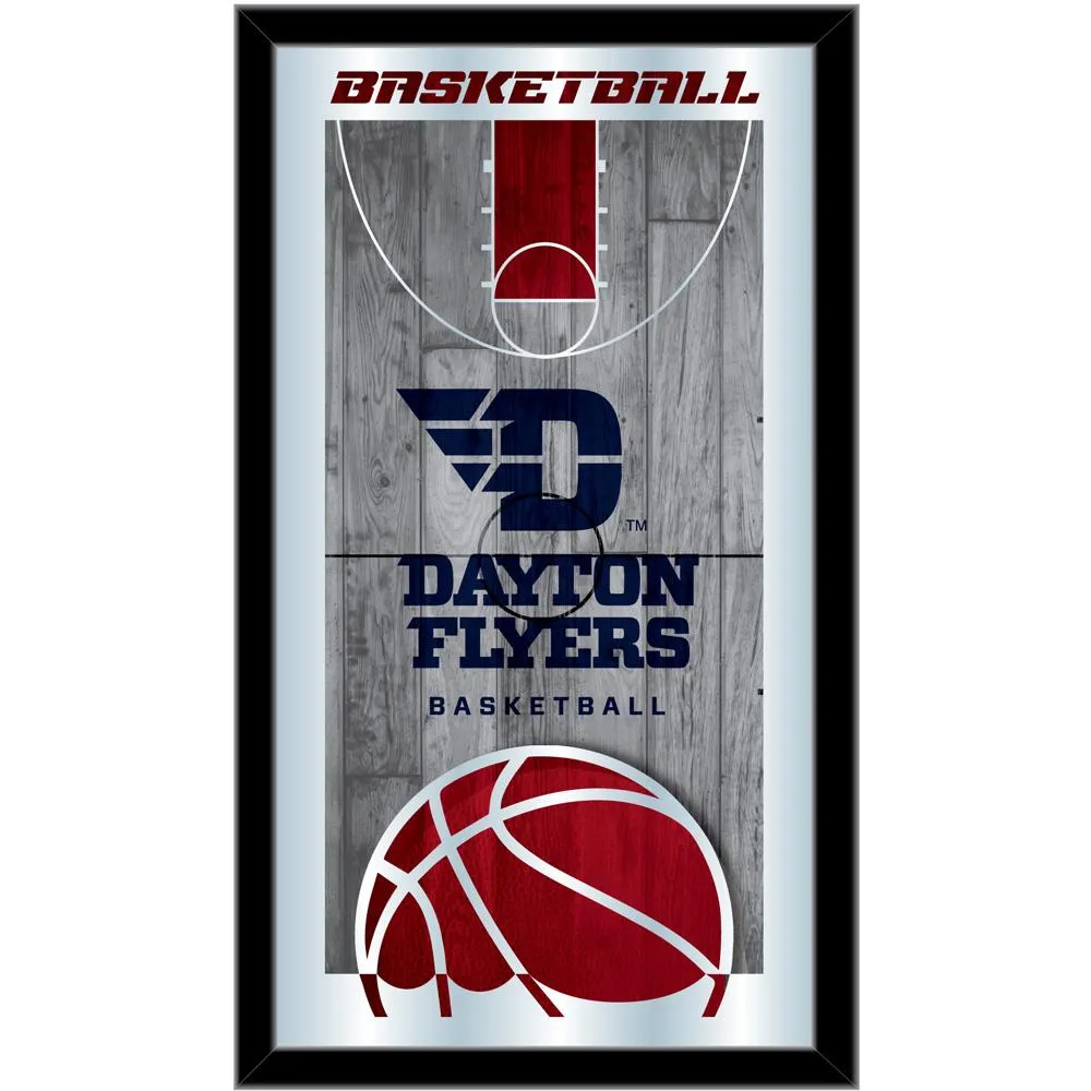 Dayton Flyers HBS Red Basketball Framed Hanging Glass Wall Mirror (26"x15")