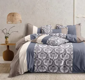 DECOR2ADMIRE 300TC Premium Glace Cotton Printed Super King Size Double Bedsheet with Two Pillow Covers, 108 * 108 Inches or 9ft by 9ft or 275 cm x 275 cm (Grey Abstract Print)