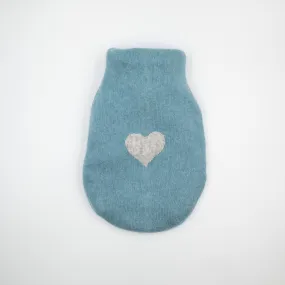 Deep Duck Egg Blue Cashmere Small Hot Water Bottle