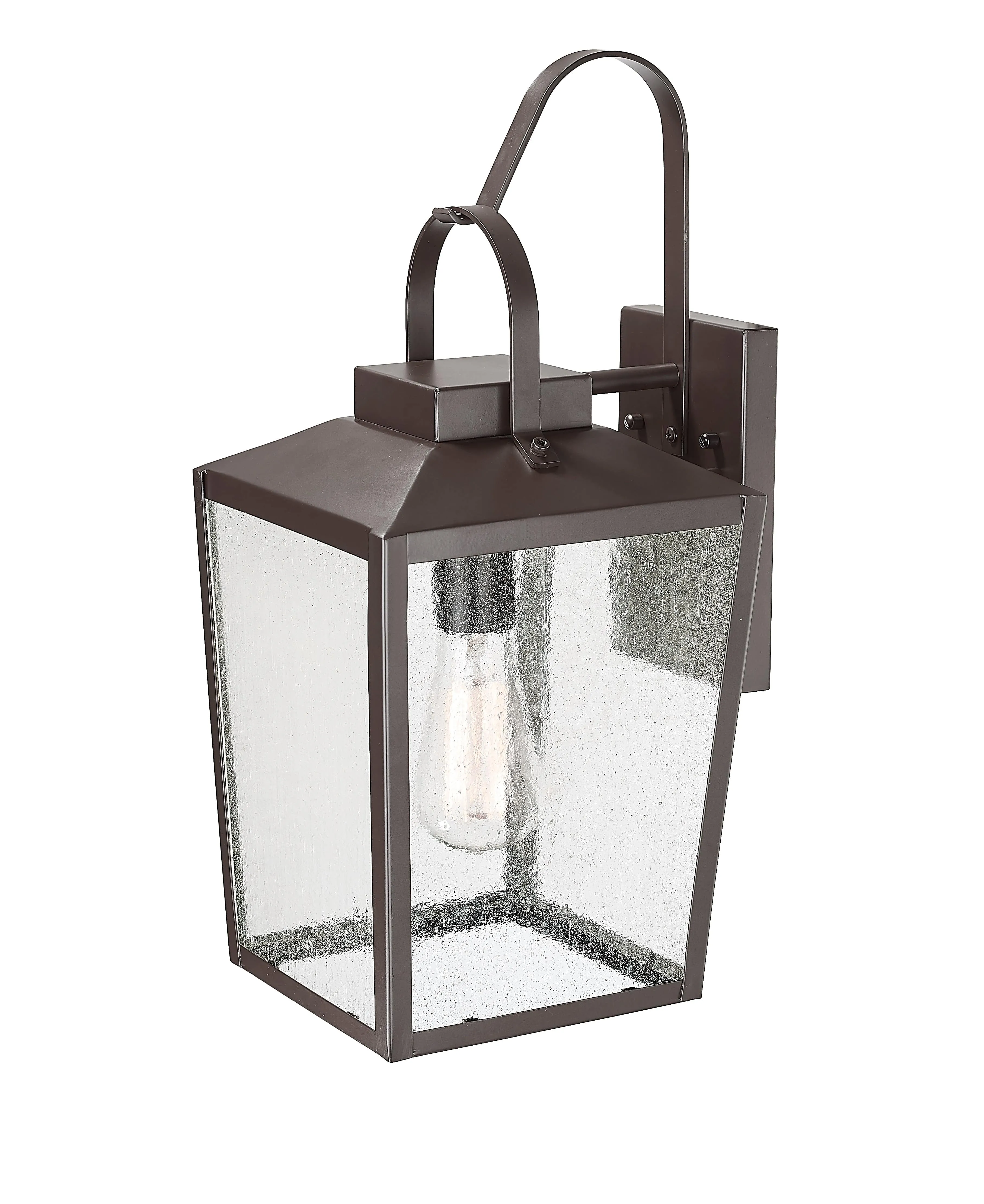 Devens Outdoor Wall Sconce - Powder Coated Bronze - Clear Seeded Glass - 9.375in. Extension - E26 Medium Base