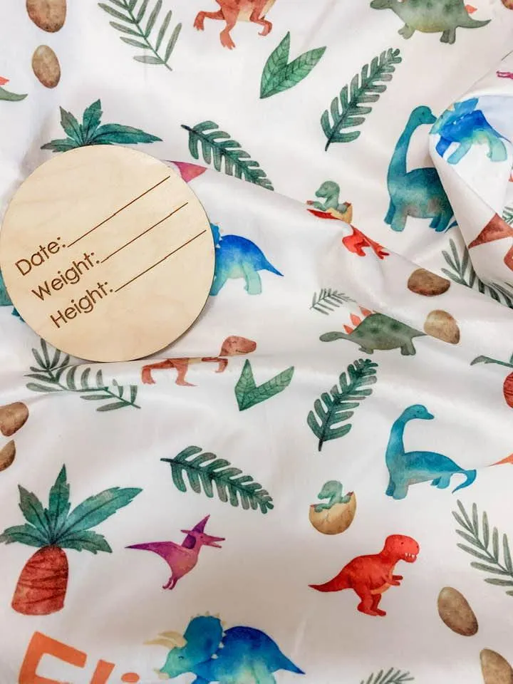 Dinosaur Print Personalized Minky Blanket (Sherpa)