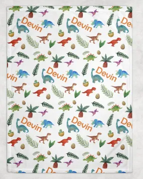 Dinosaur Print Personalized Minky Blanket (Sherpa)