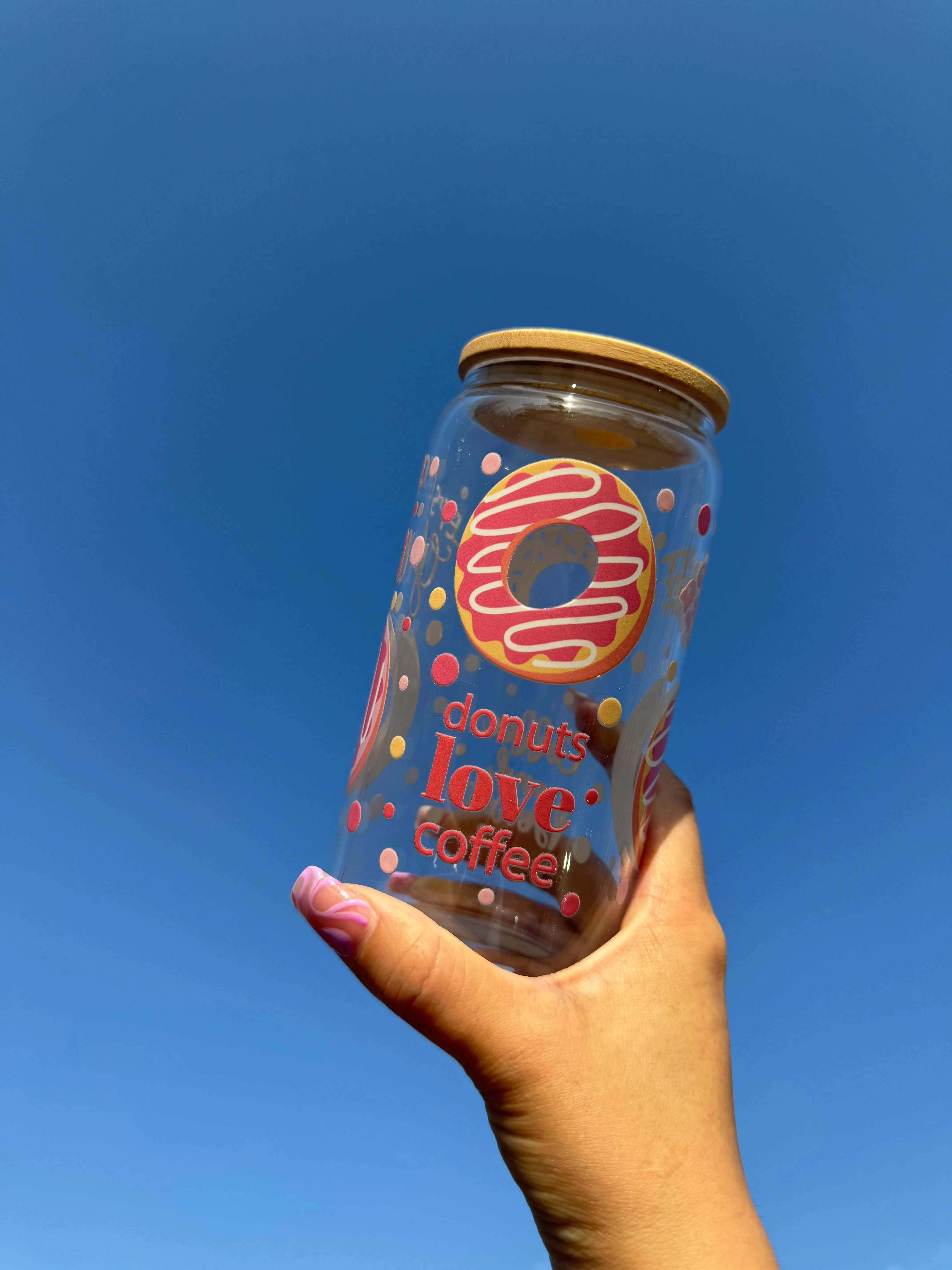 Donuts Love Coffee Glass cup