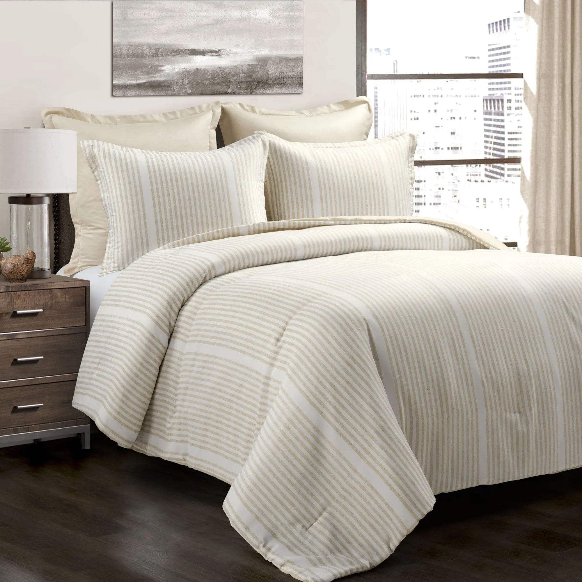 Drew Stripe Silver-Infused Antimicrobial Comforter 5 Piece Set