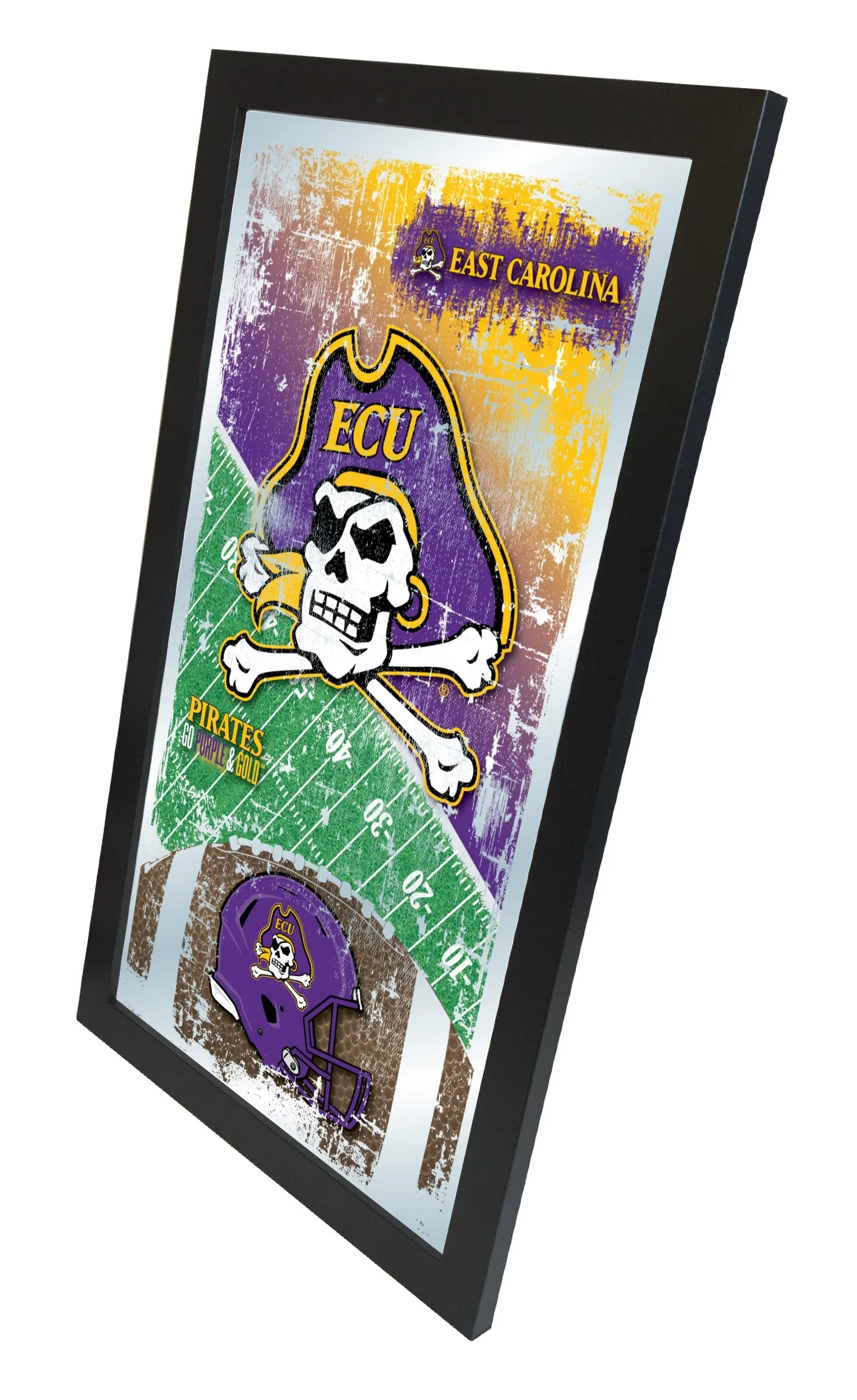 East Carolina Pirates HBS Football Framed Hanging Glass Wall Mirror (26"x15")