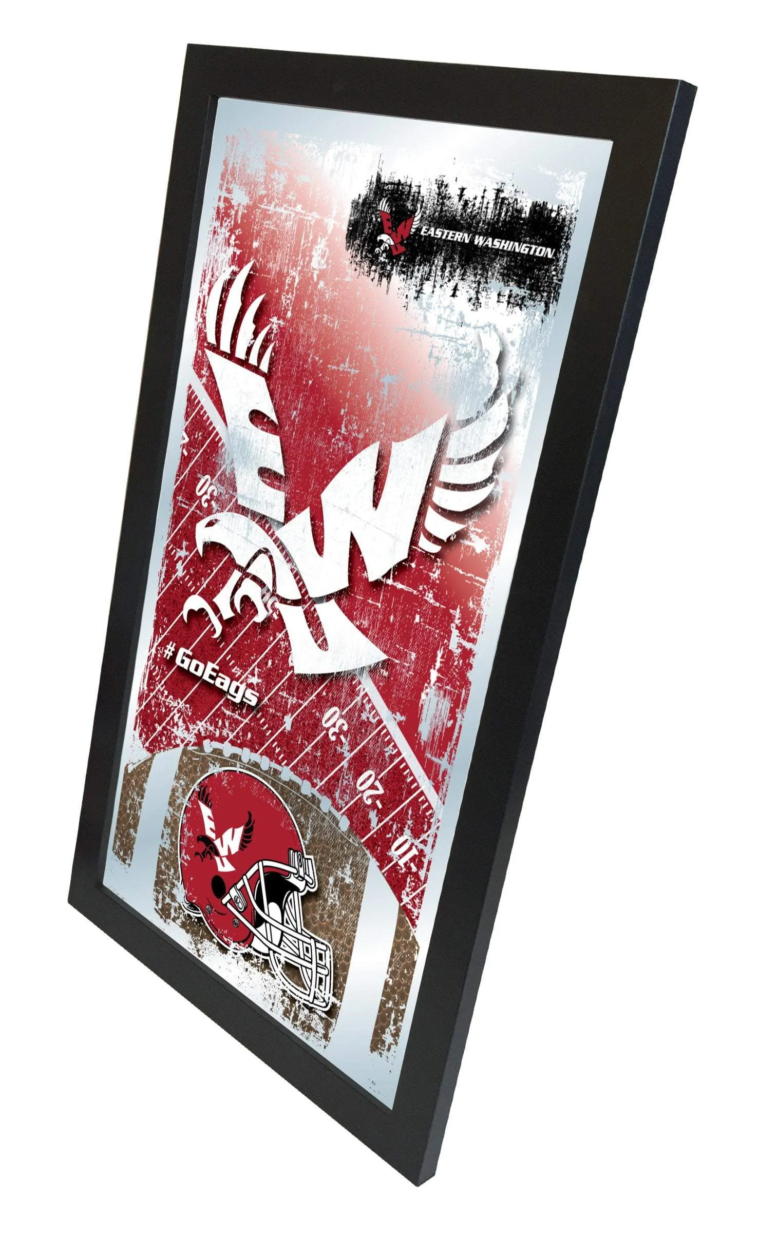 Eastern Washington Eagles HBS Football Framed Hang Glass Wall Mirror (26"x15")