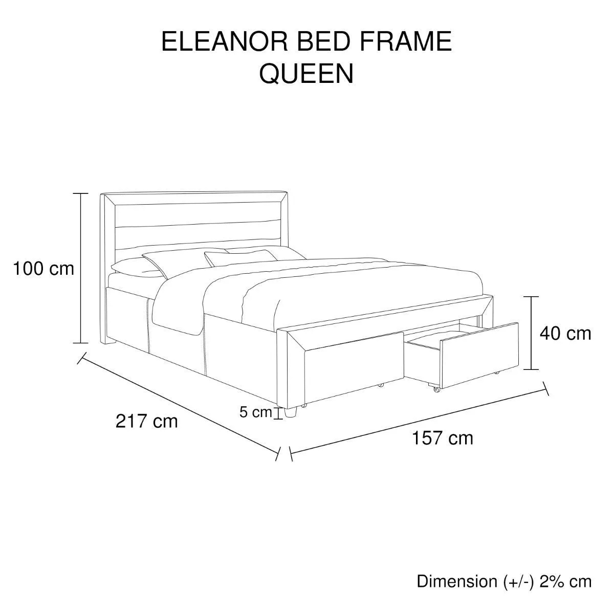 Eleanor Queen Bed Frame Light Blue