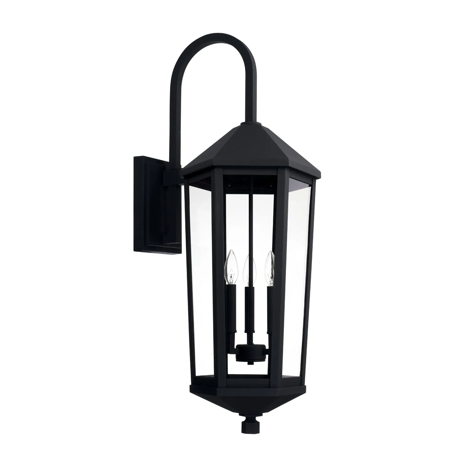 Ellsworth Modern Outdoor Wall Lantern in Black with Clear Glass