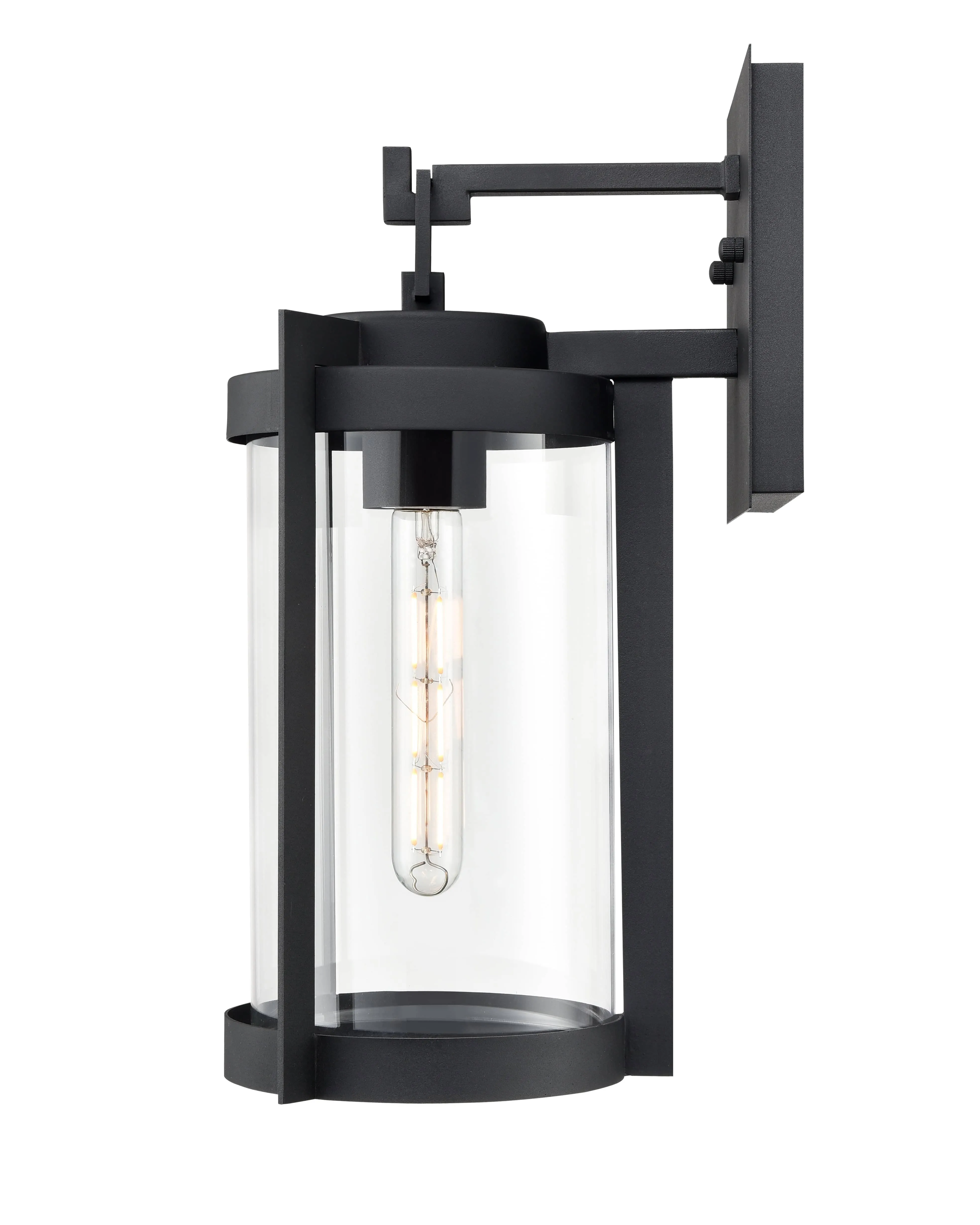 Ellway Outdoor Wall Sconce - Textured Black - Clear Glass - 8.875in. Extension - E26 Medium Base