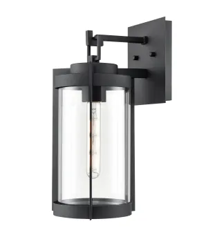 Ellway Outdoor Wall Sconce - Textured Black - Clear Glass - 8.875in. Extension - E26 Medium Base