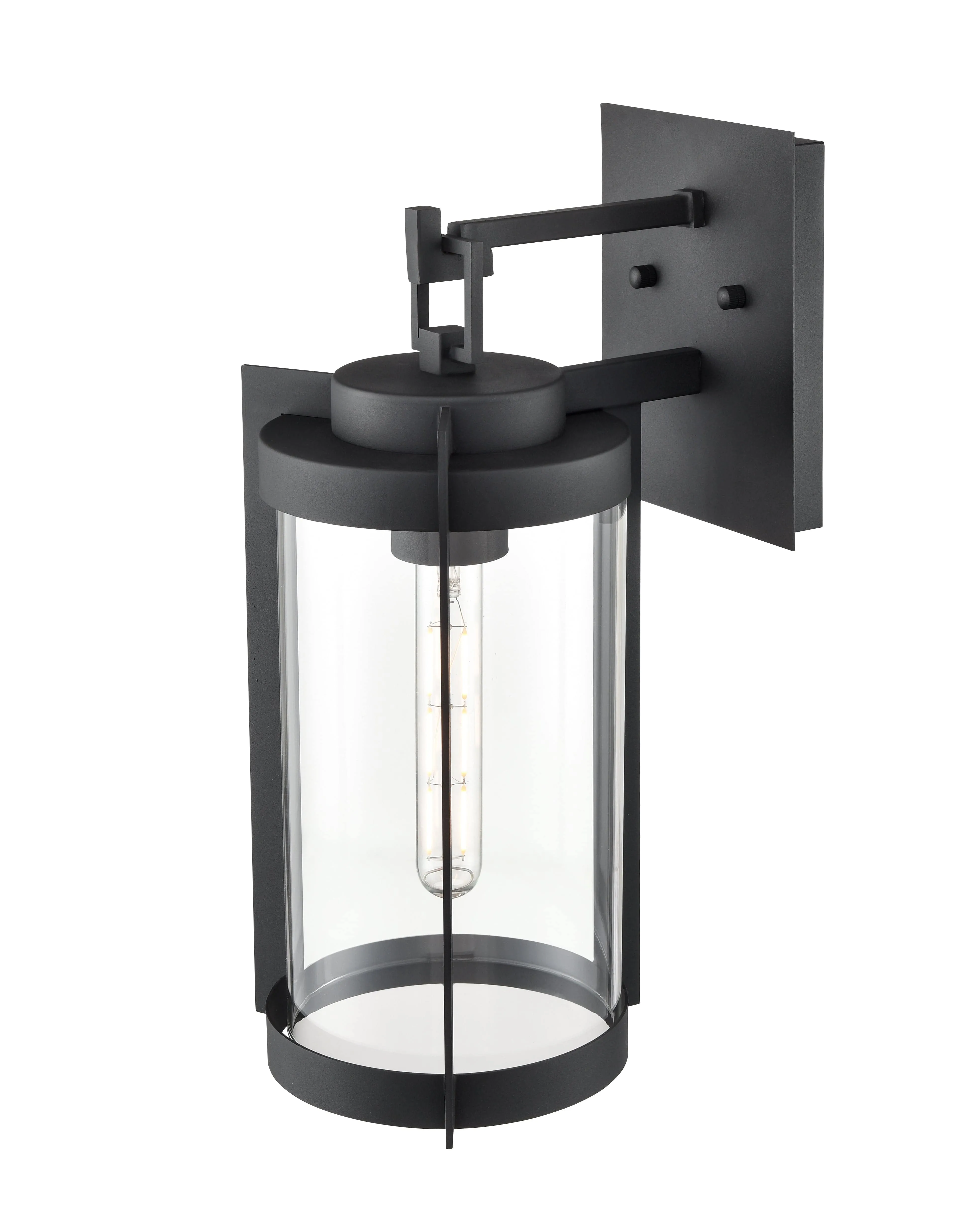 Ellway Outdoor Wall Sconce - Textured Black - Clear Glass - 8.875in. Extension - E26 Medium Base