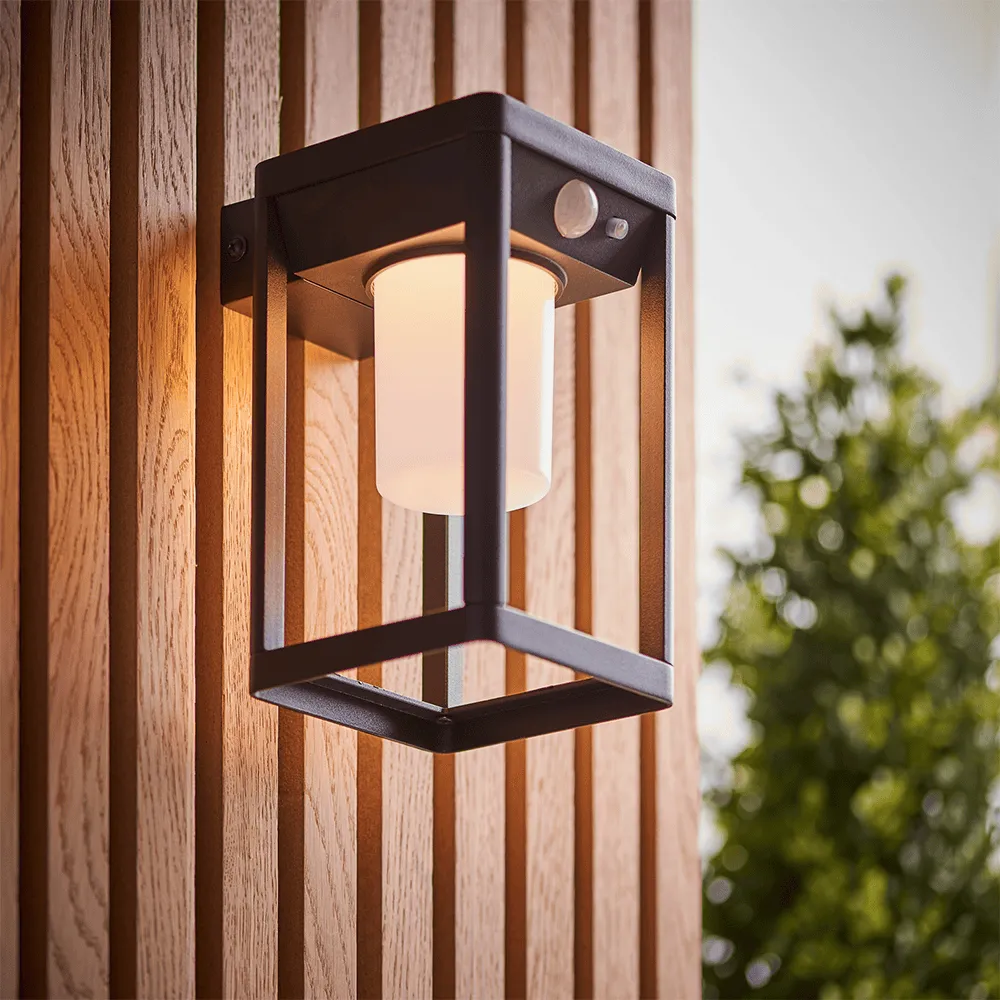 Endon Hallam Solar LED Wall Light in Black IP44