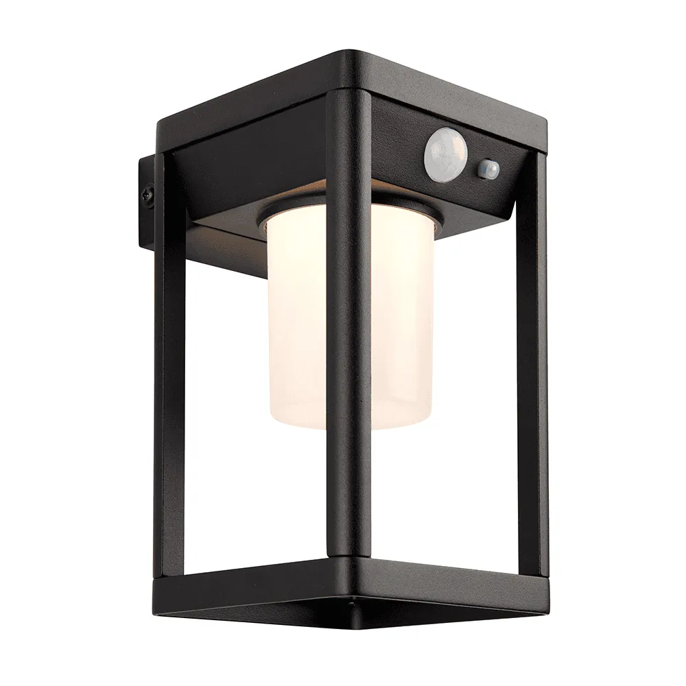 Endon Hallam Solar LED Wall Light in Black IP44