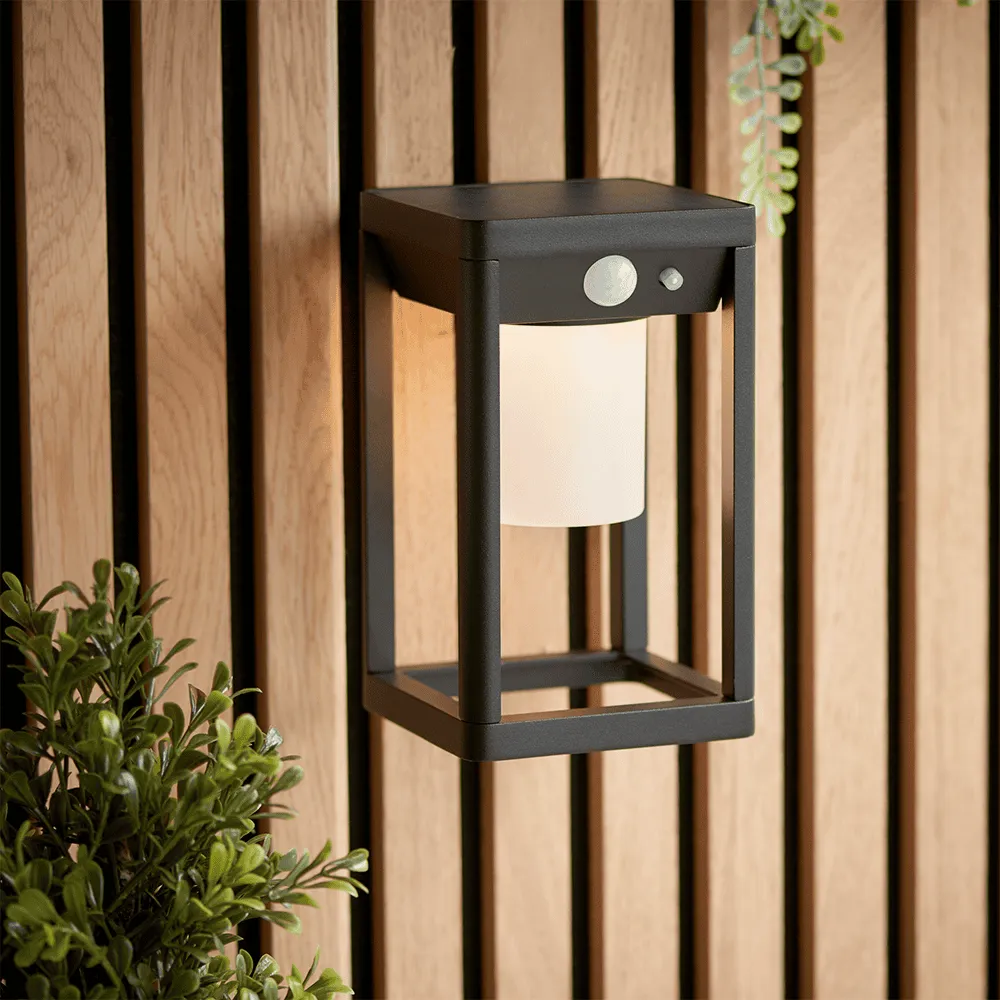 Endon Hallam Solar LED Wall Light in Black IP44