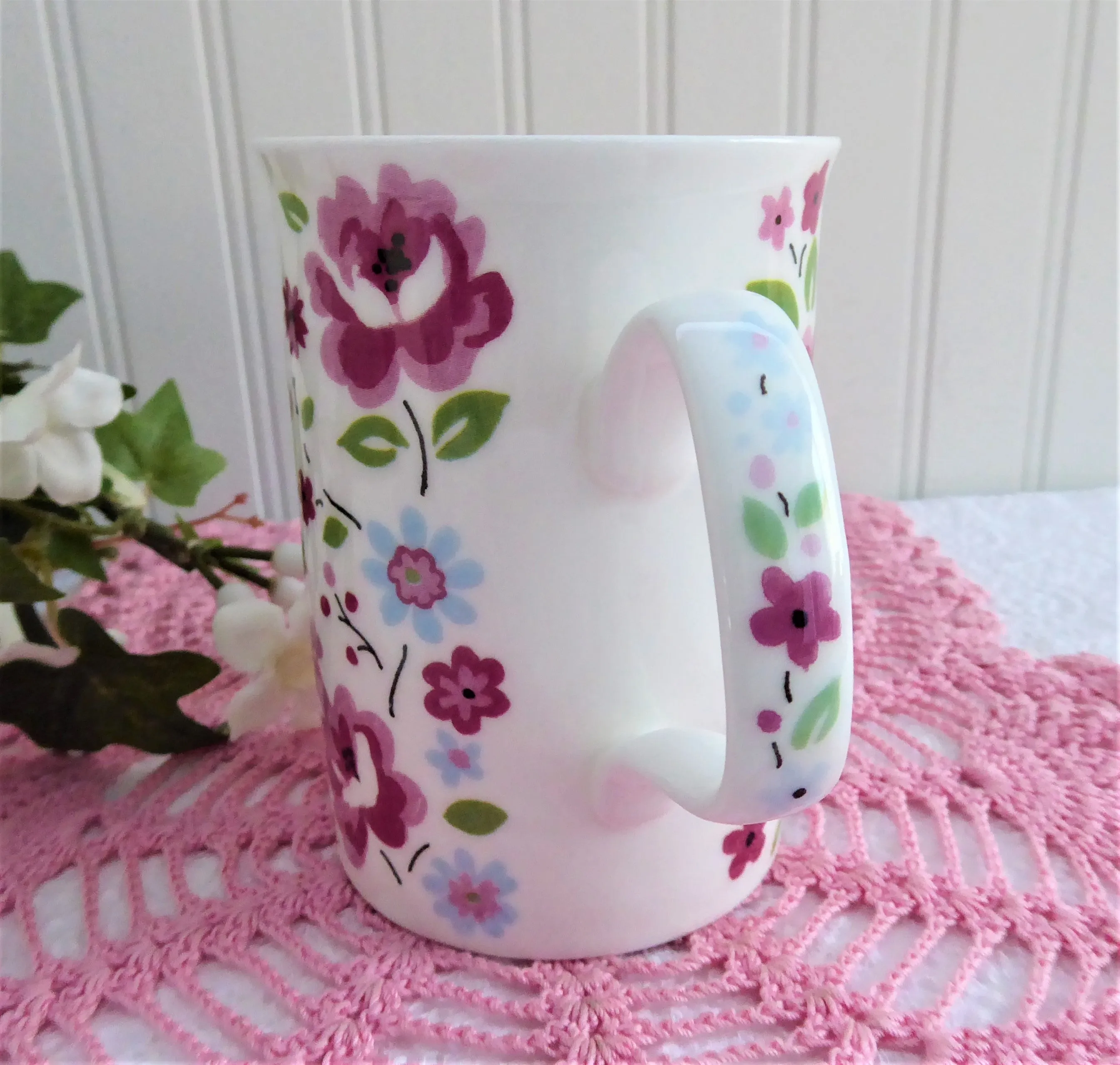 English Bouquet Chintz Mug Roy Kirkham Pink Blue English Bone China