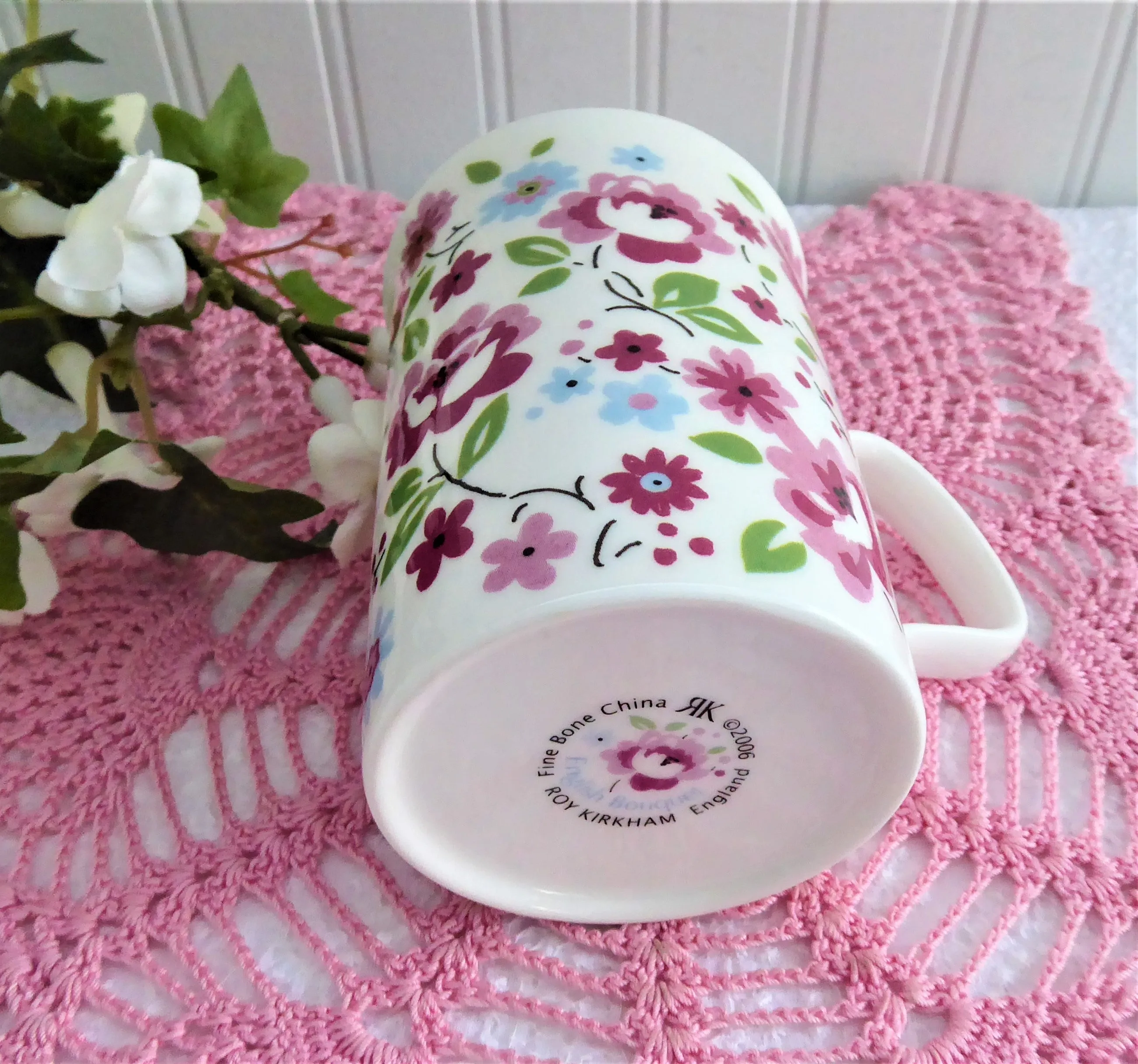 English Bouquet Chintz Mug Roy Kirkham Pink Blue English Bone China