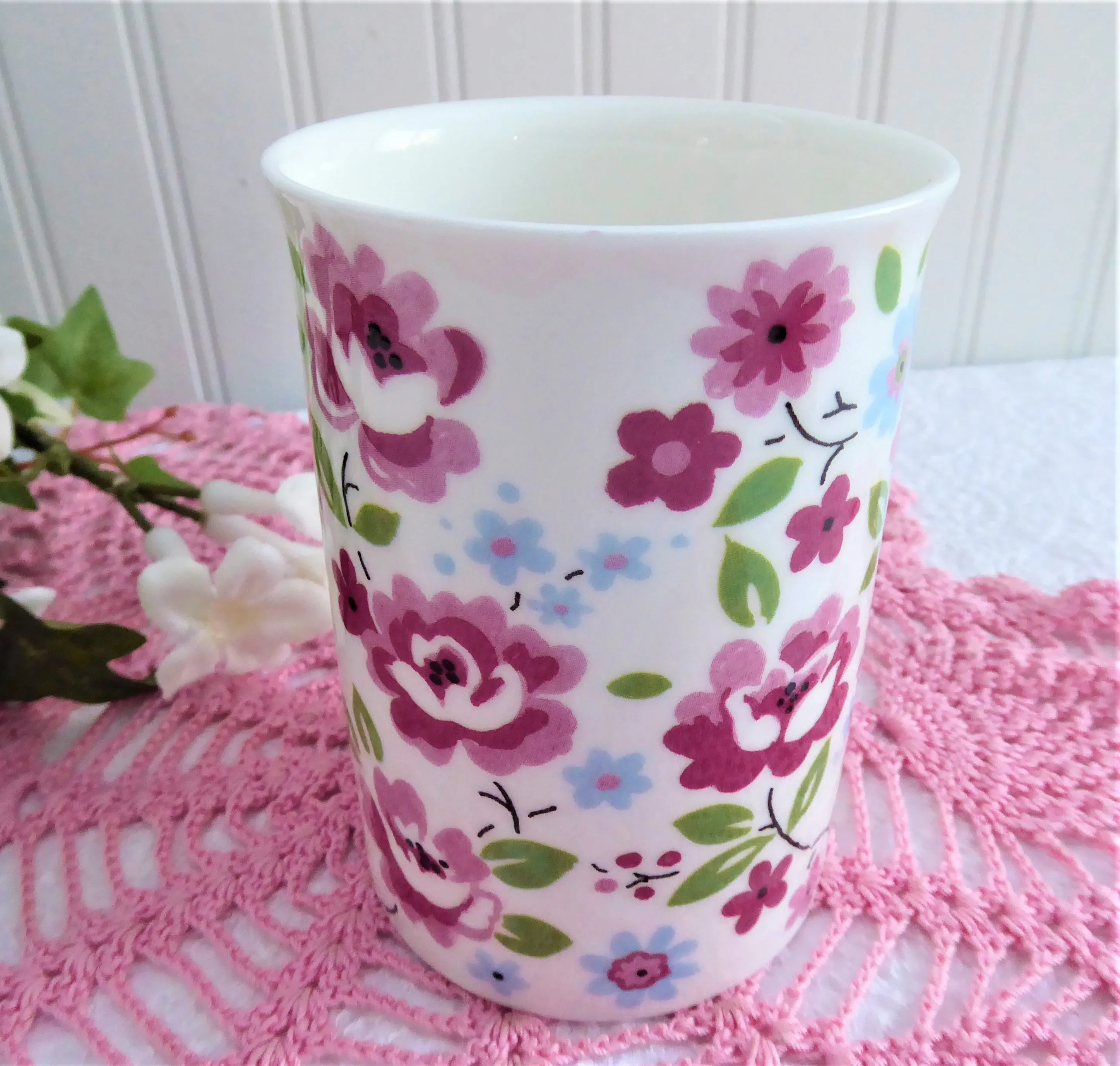 English Bouquet Chintz Mug Roy Kirkham Pink Blue English Bone China