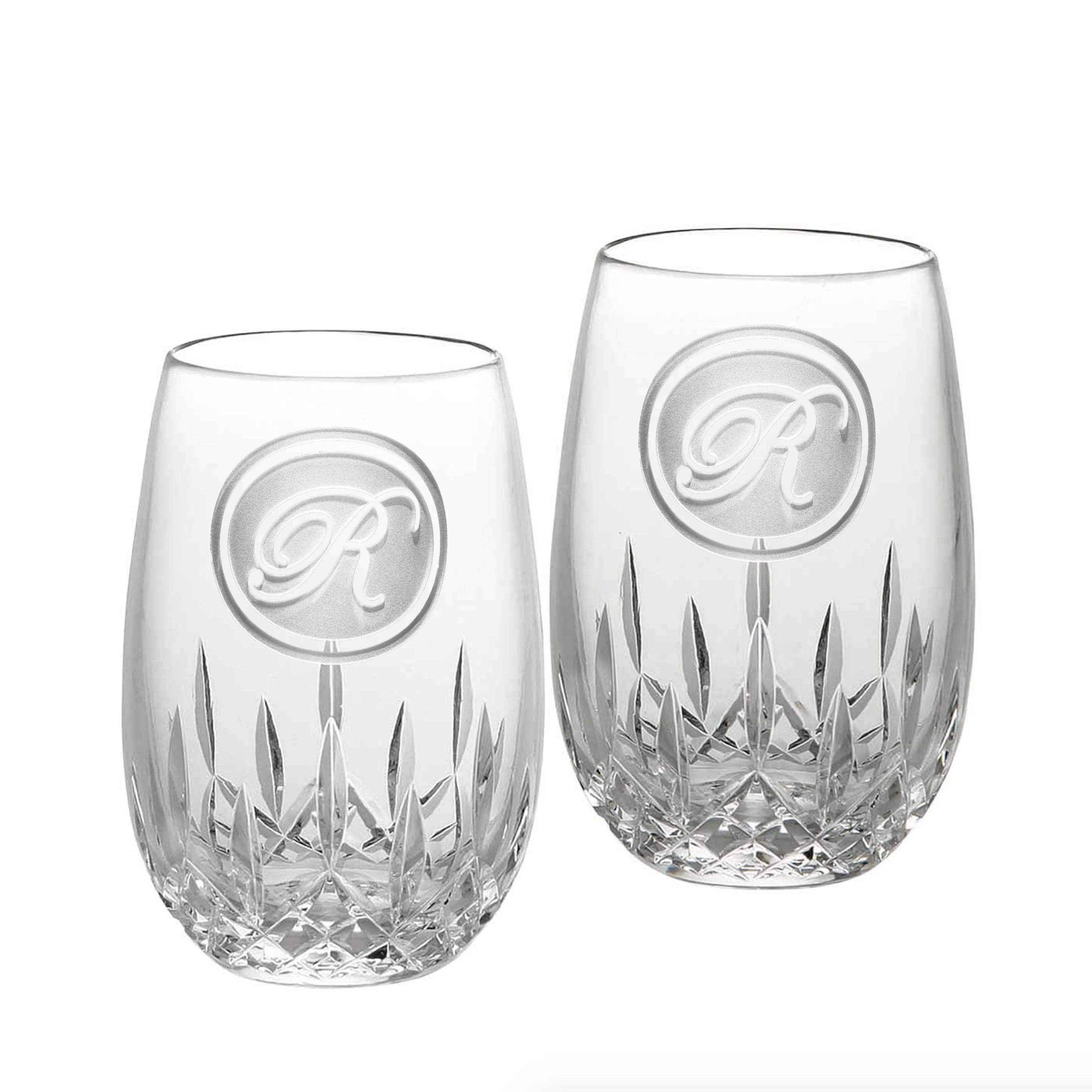 Engraved Waterford Crystal Stemless Wine, PAIR