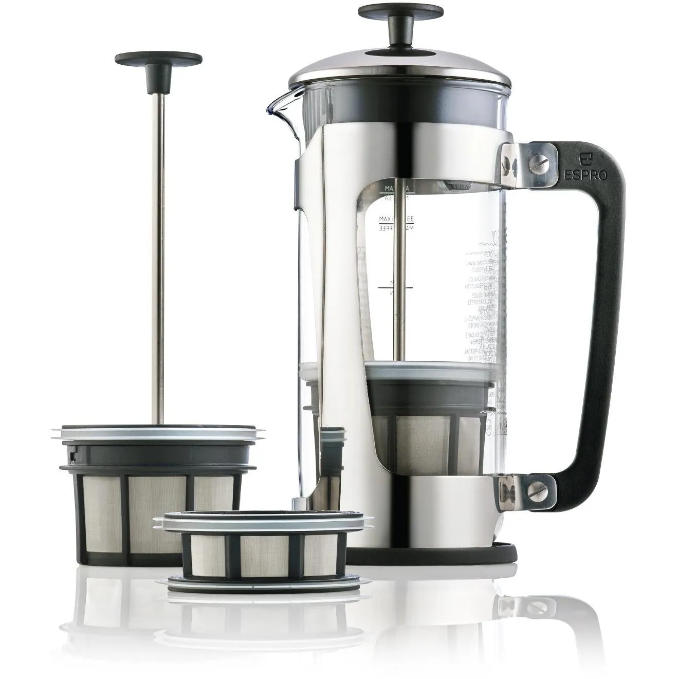 Espro Press P5 32oz French Press for Coffee Glass   Polished Stainless