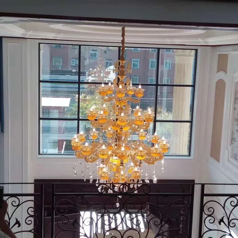 European Style Duplex Building Large Chandelier Villa Hollow Living Room Chandelier Luxury Hotel Lobby Staircase Long Lighting