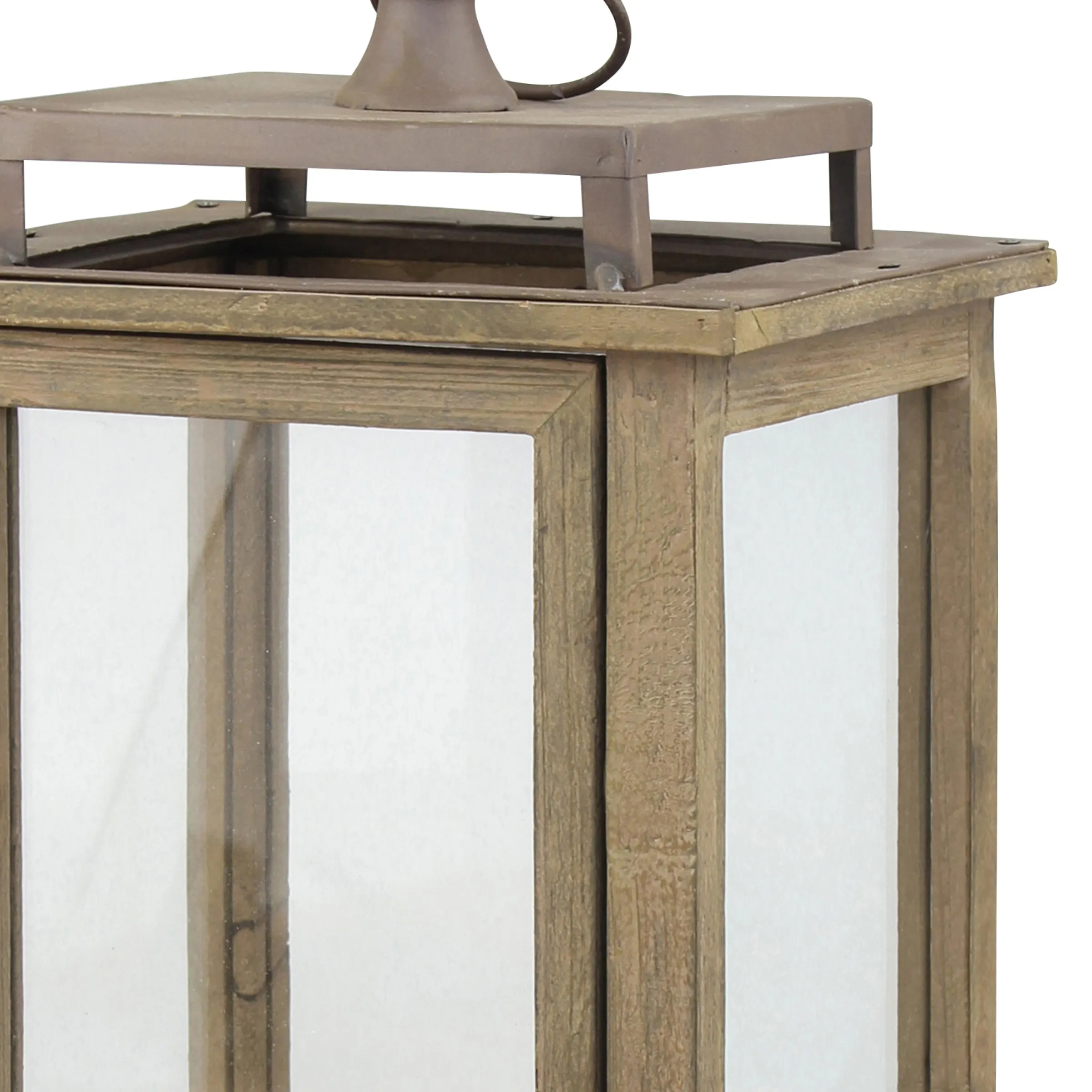 Extra Large Rustic Wood Lantern - 18 Inch Hurricane Candle Lantern (WS)