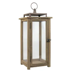 Extra Large Rustic Wood Lantern - 18 Inch Hurricane Candle Lantern (WS)