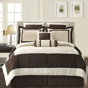 Fashion Street Gramercy 12-Piece Comforter Set, Queen, Ivory/Brown