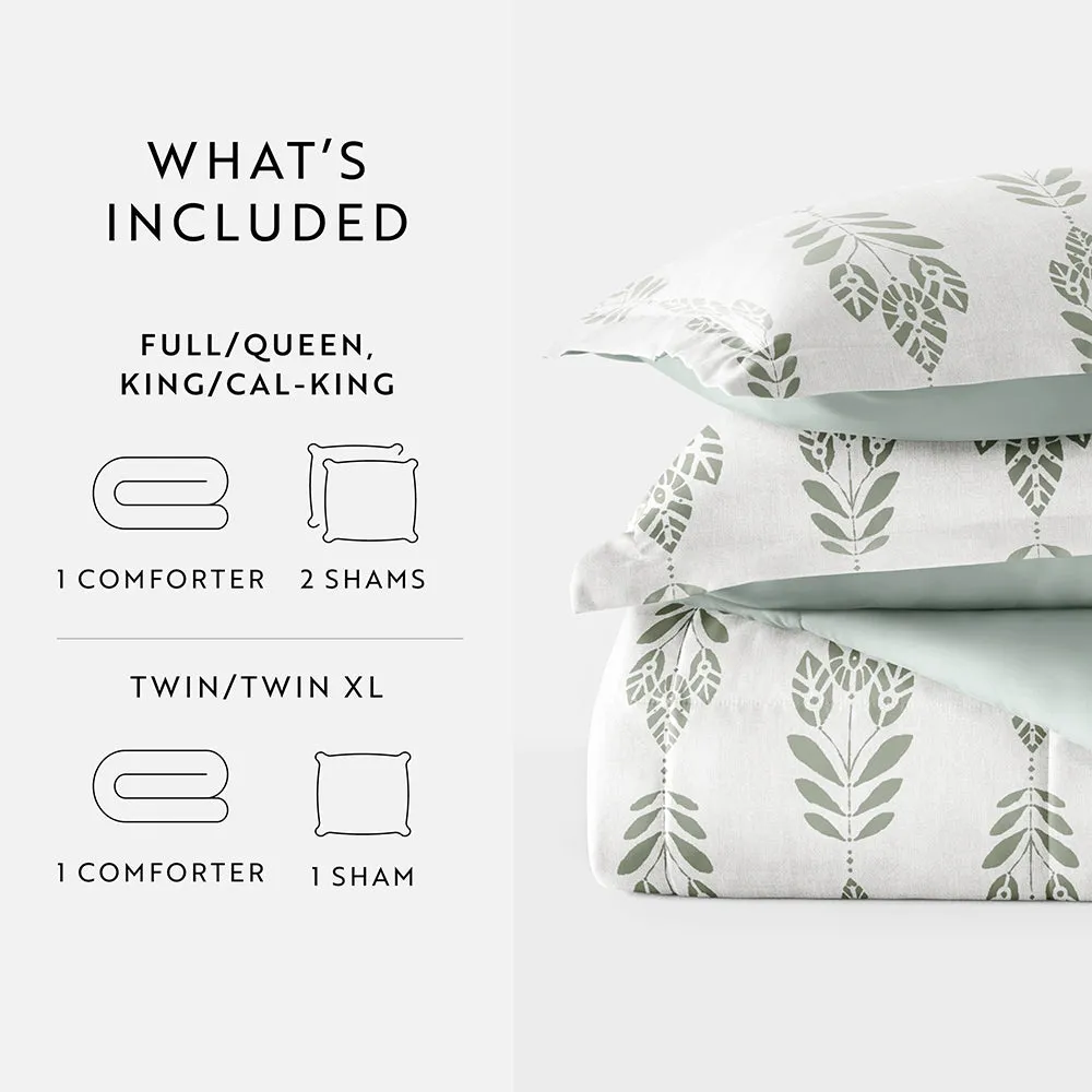 Folk Leaves Reversible Down-Alternative Comforter Set - 12 Days of Deals