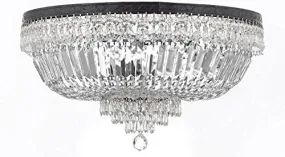 French Empire Crystal Semi Flush Basket Chandelier Chandeliers Lighting With Dark Antique Finish H18" X W24" - F93-B8/FLUSH/CB/870/9