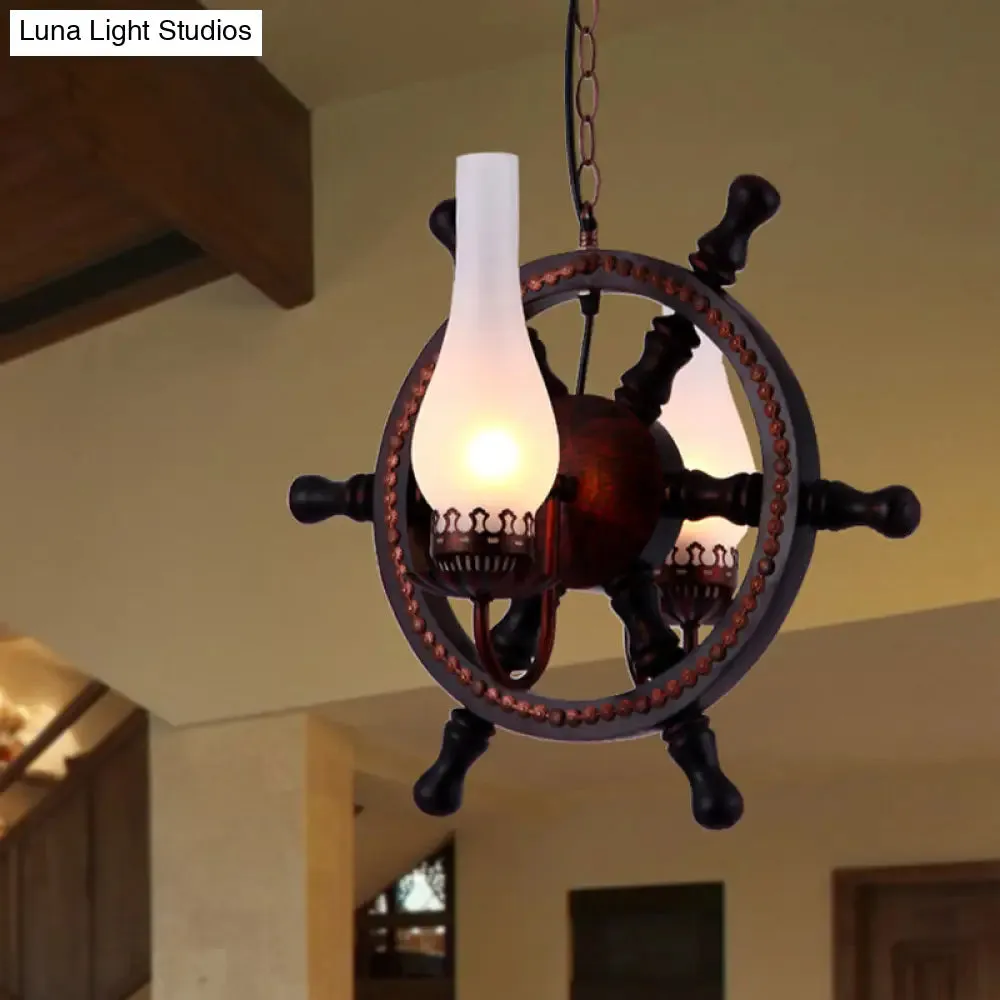 Frosted Glass Chandelier: Vintage 2-Light Pendant Lighting for Dining Room in Bottle Shade