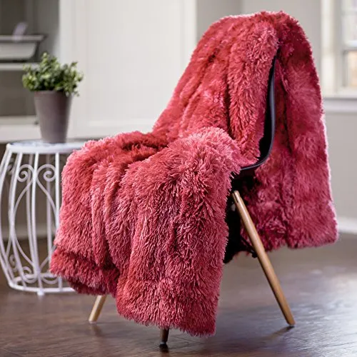 Fur Sherpa Throw Blanket Super Soft Shaggy Fuzzy Fluffy Elegant -50" x 65"