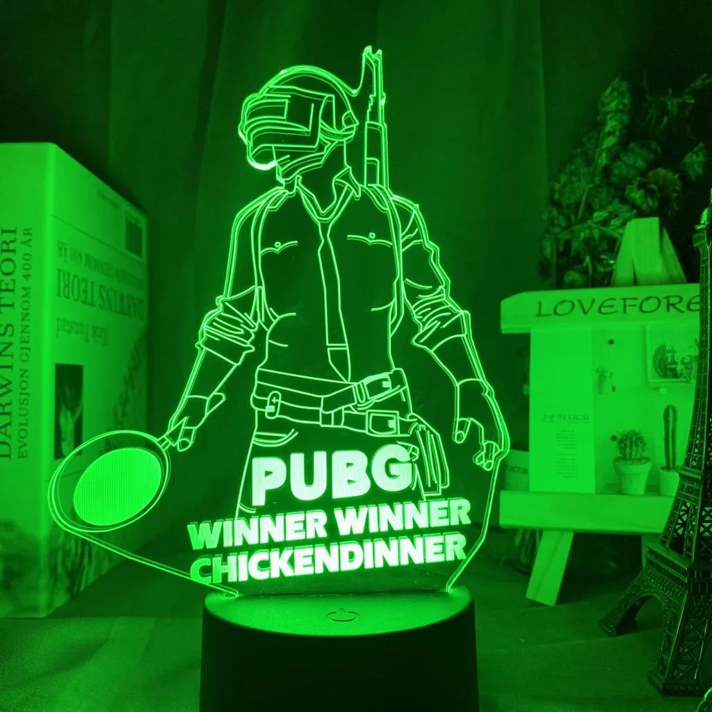 Game PlayerUnknown's Battlegrounds 3D Led Night Light 16 Colors Changing Remote Control Nightlight Cool Event Prize Lamp PUBG