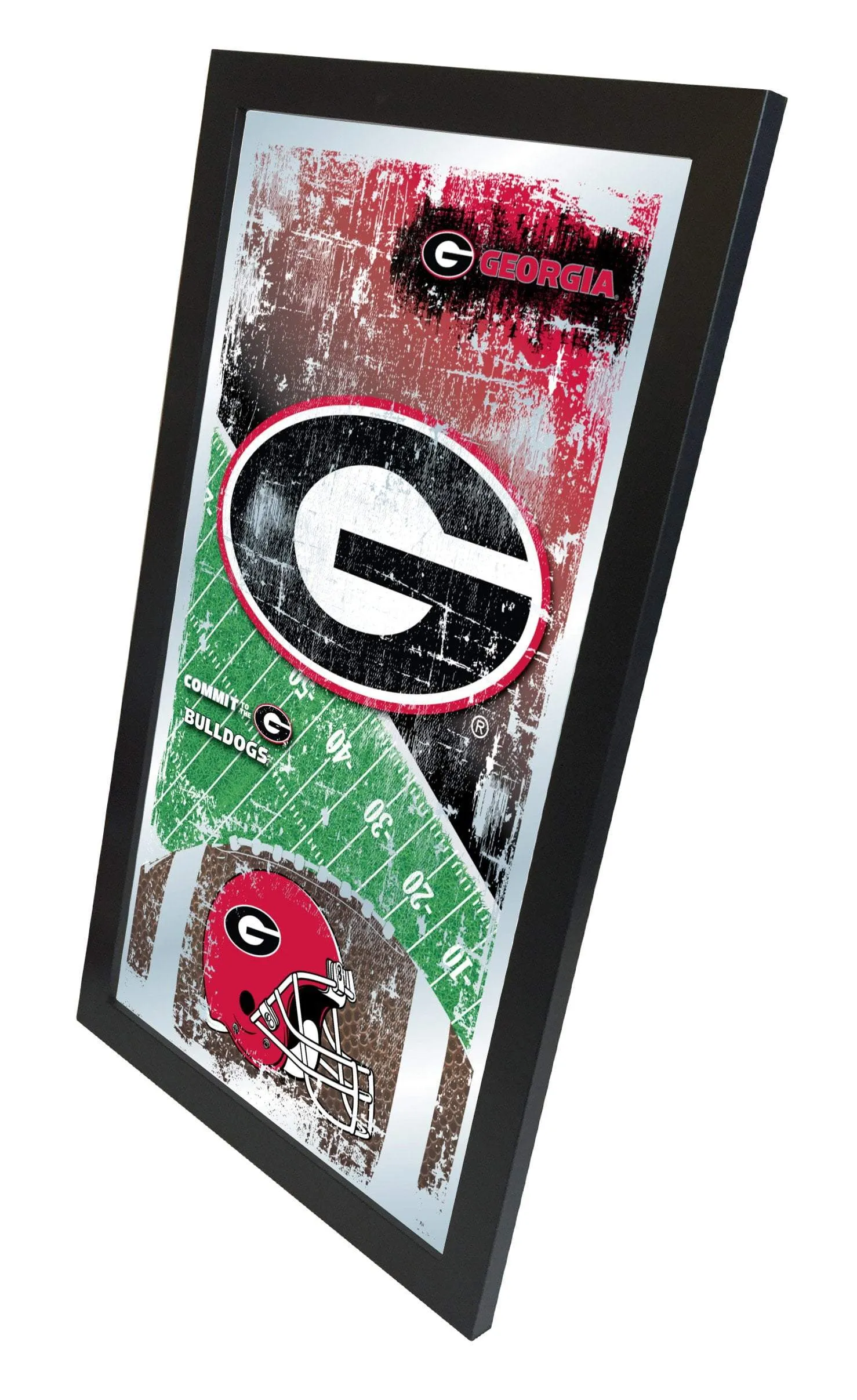 Georgia Bulldogs HBS Red Football Framed Hanging Glass Wall Mirror (26"x15")