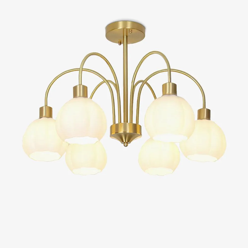 Glass Pumpkin Gold Chandelier