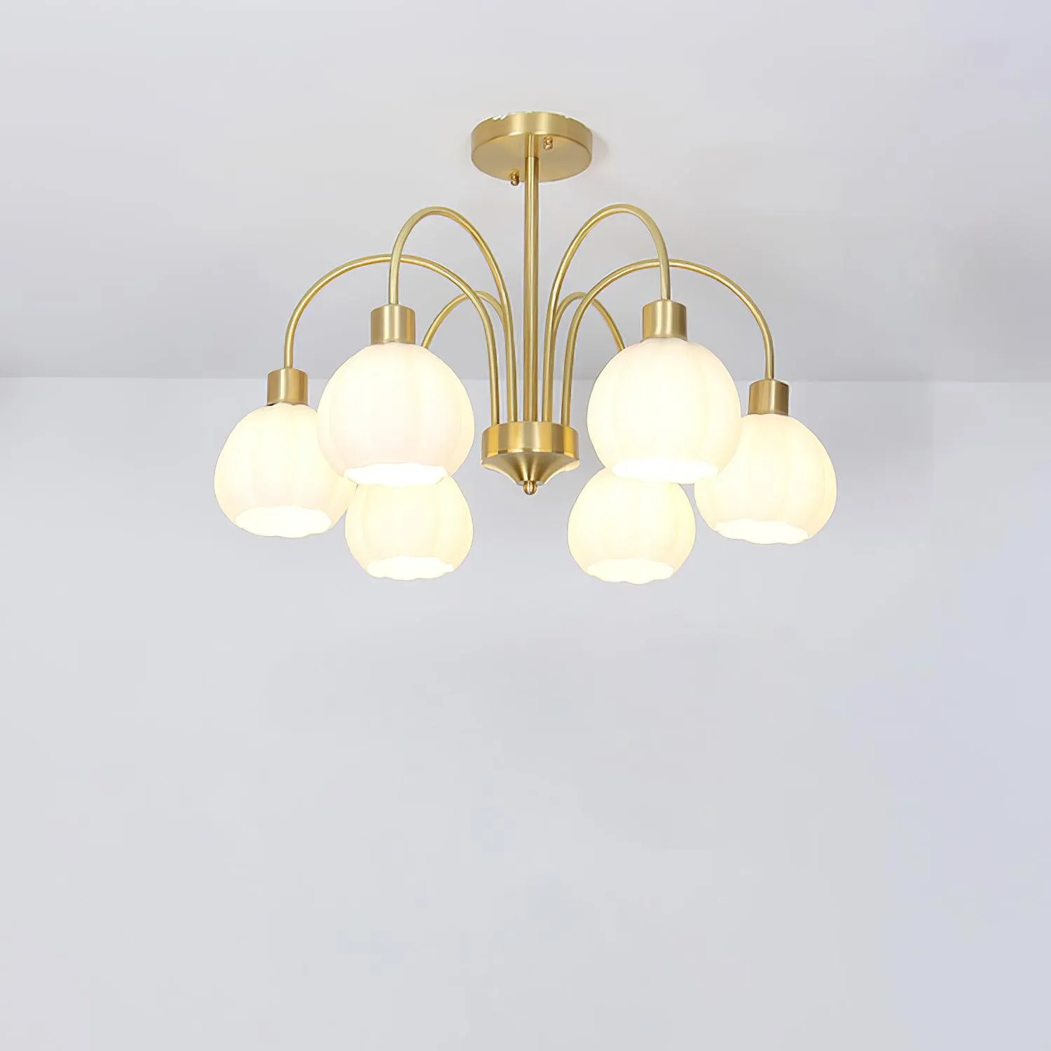 Glass Pumpkin Gold Chandelier